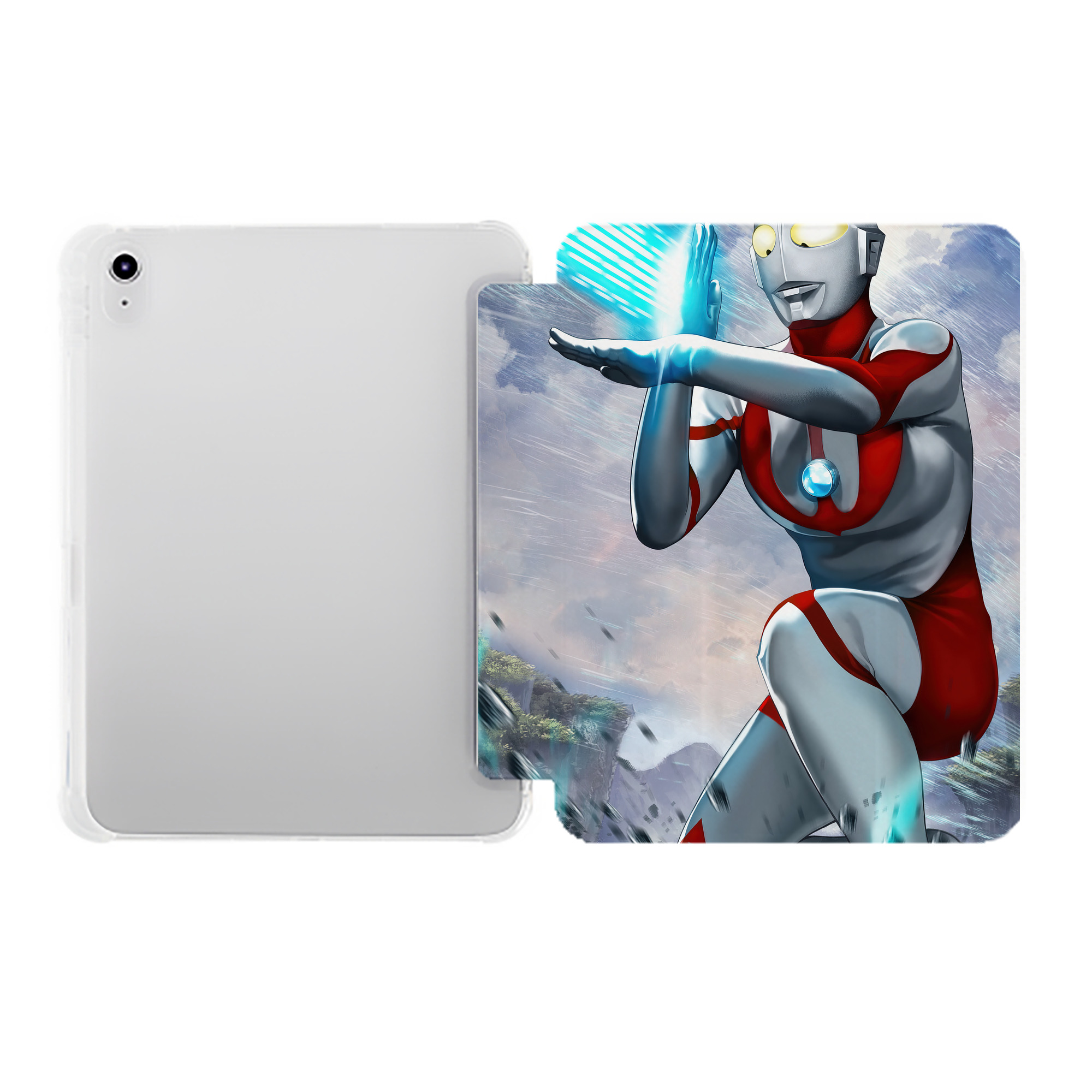 （画像用） ウルトラマン Ultraman IPad ケース ペン収納付き 三つ折りスタンド PUレザー×シリコン 対応機種9.5/10.5/10.9インチ